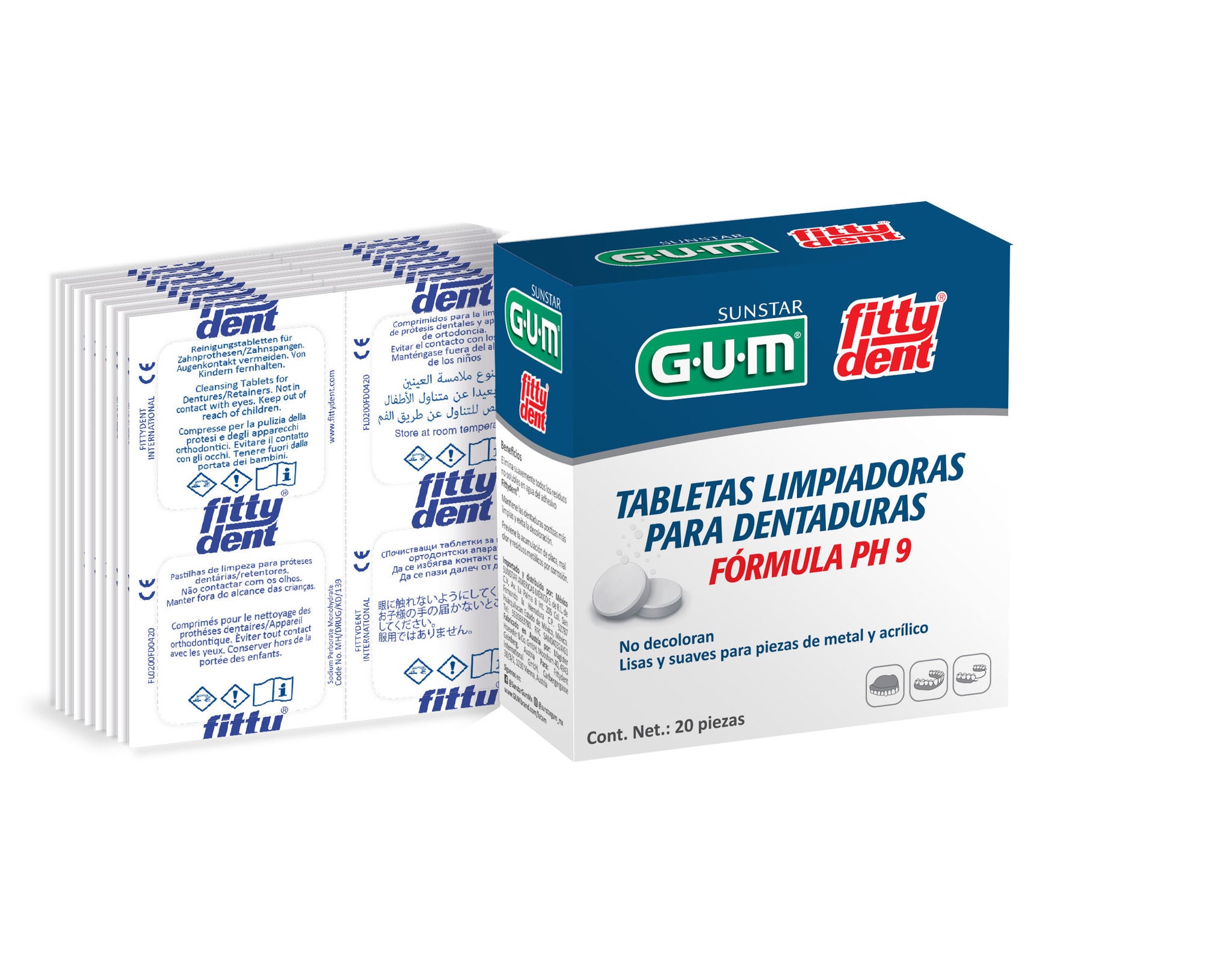 GUM FITTYDENT  Tabletas Limpiadoras 20s