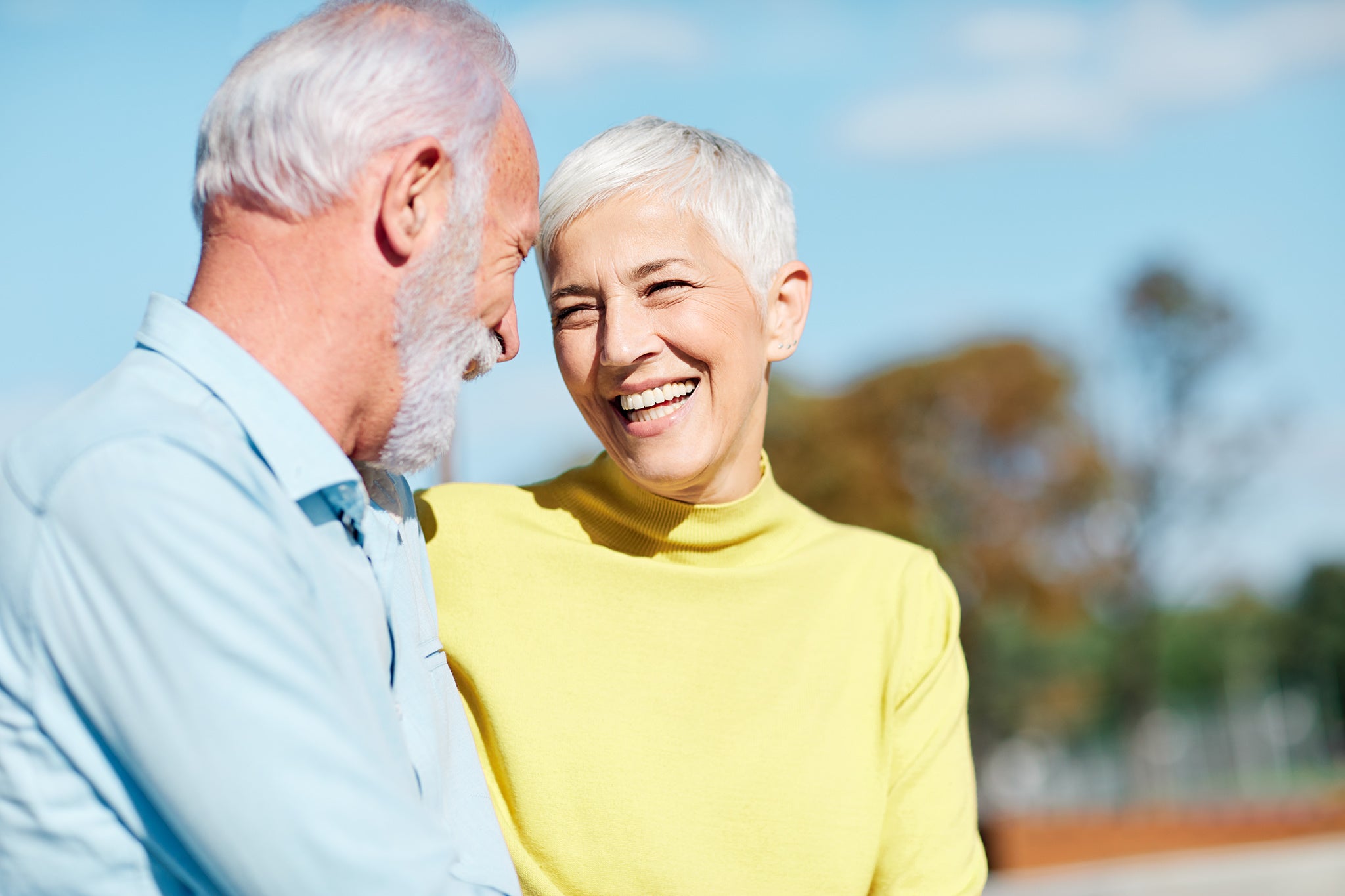 portrait of happy smiling senior couple outdoors