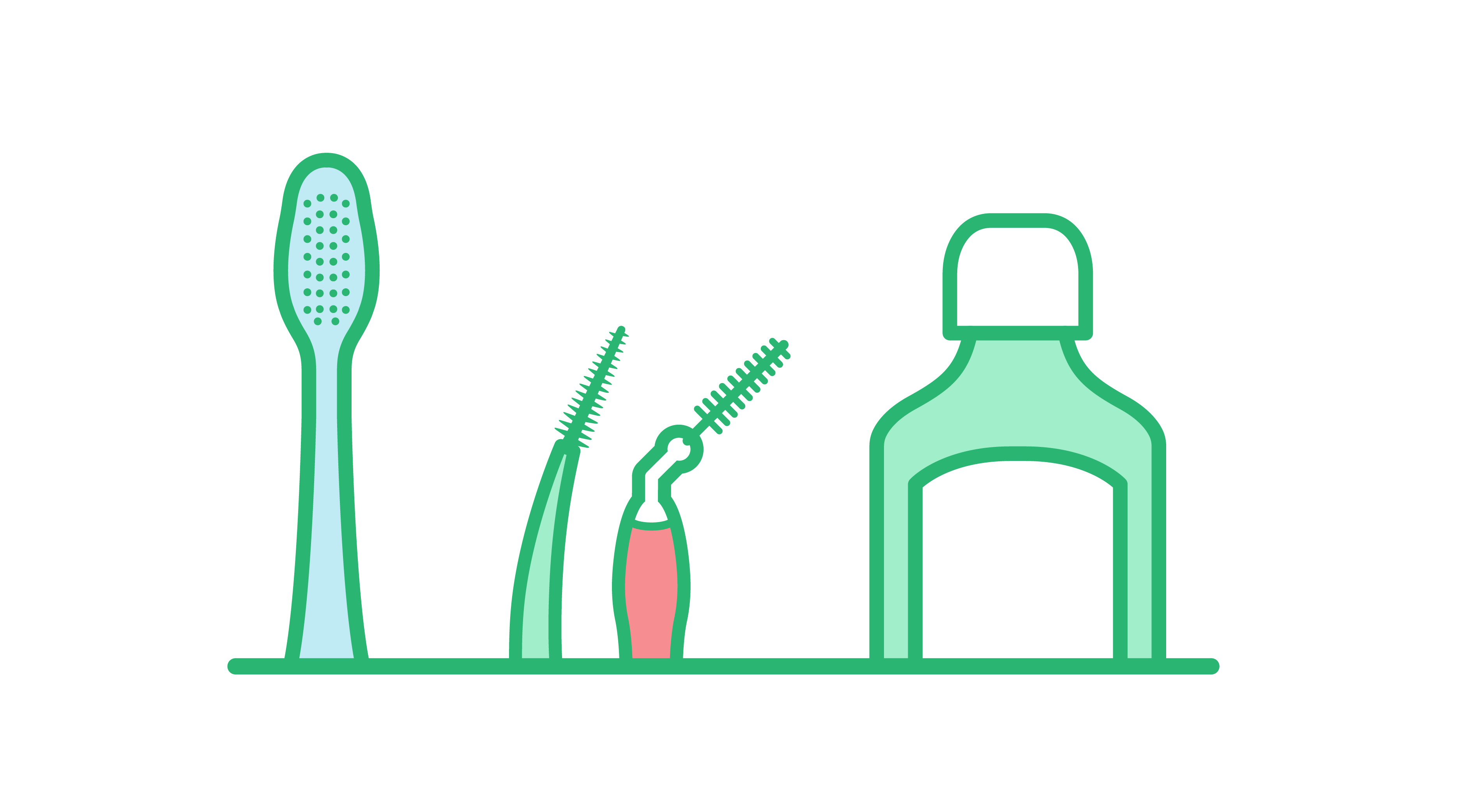 Zähneputzen, Zahnzwischenräume reinigen und Mundspülen gehören zur Mundpflege-Routine