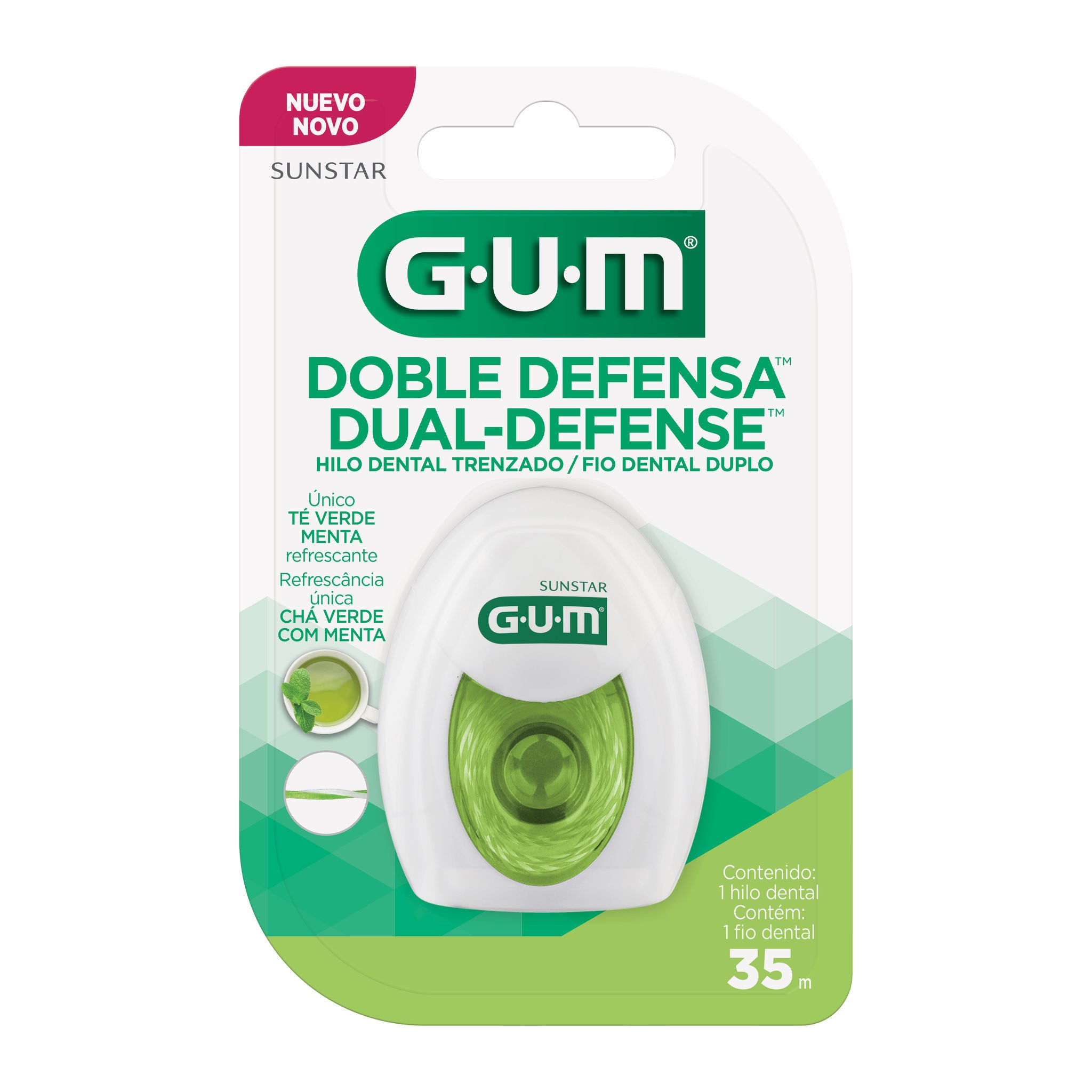 GUM® DOBLE DEFENSA Hilo Dental (refrescante sabor té verde)