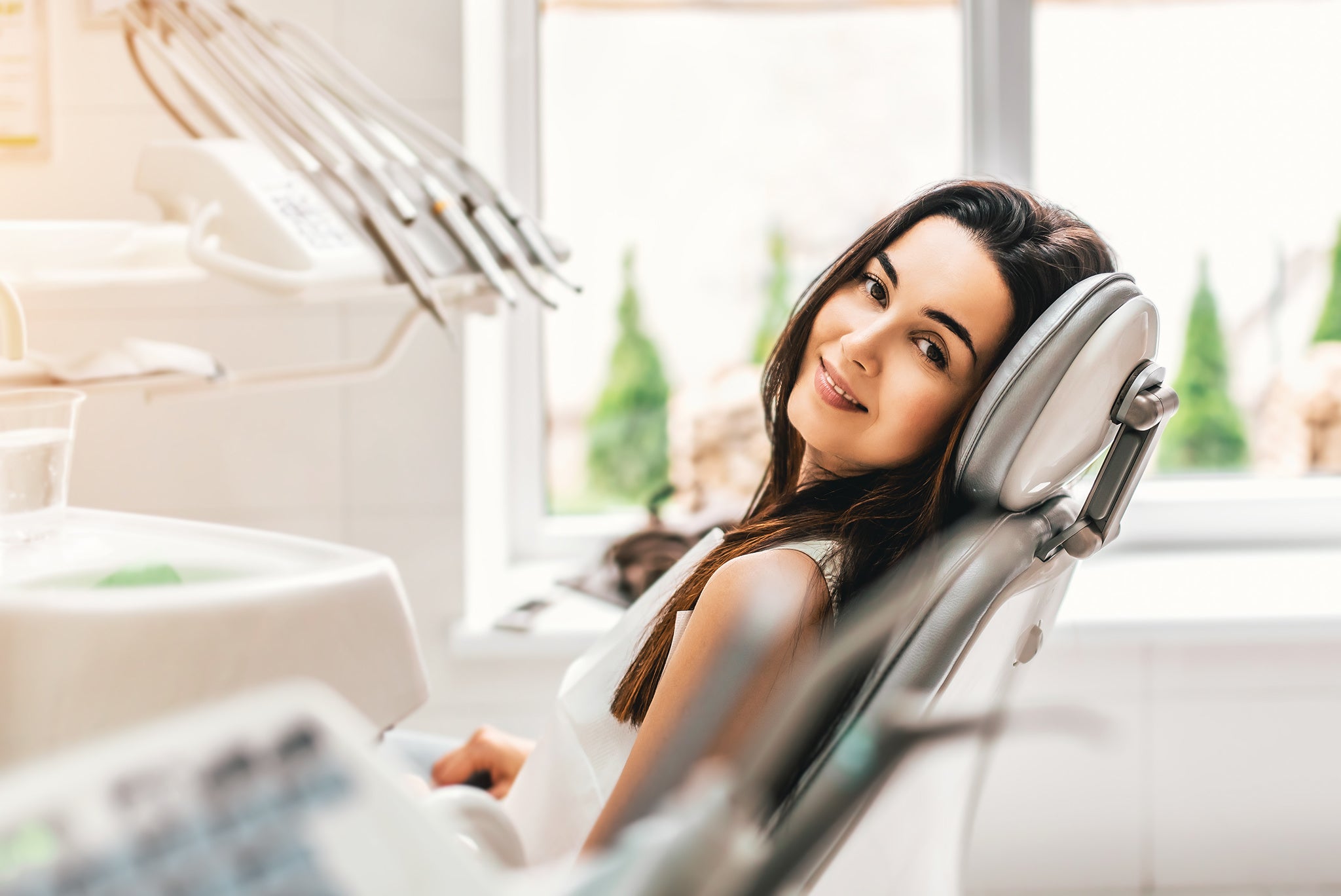 Woman in dental office dentist