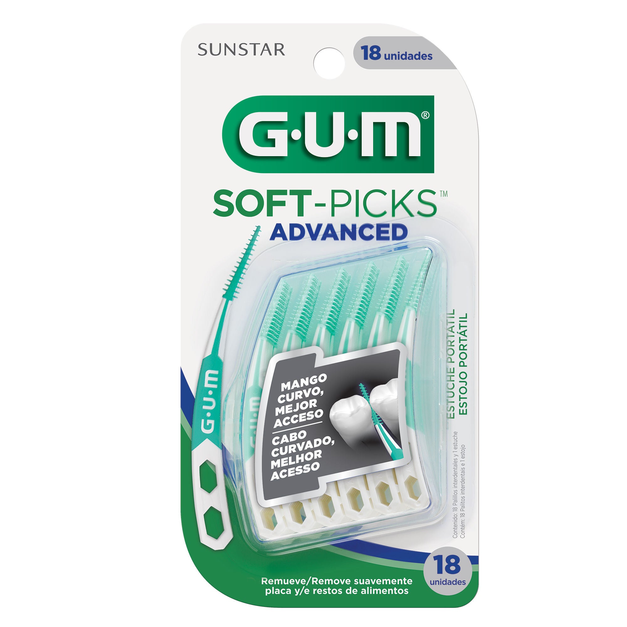 GUM® Palitos Interdentais Soft-Picks Advanced - Palitos interdentais  curvados ajudam a remover a placa e restos de alimento