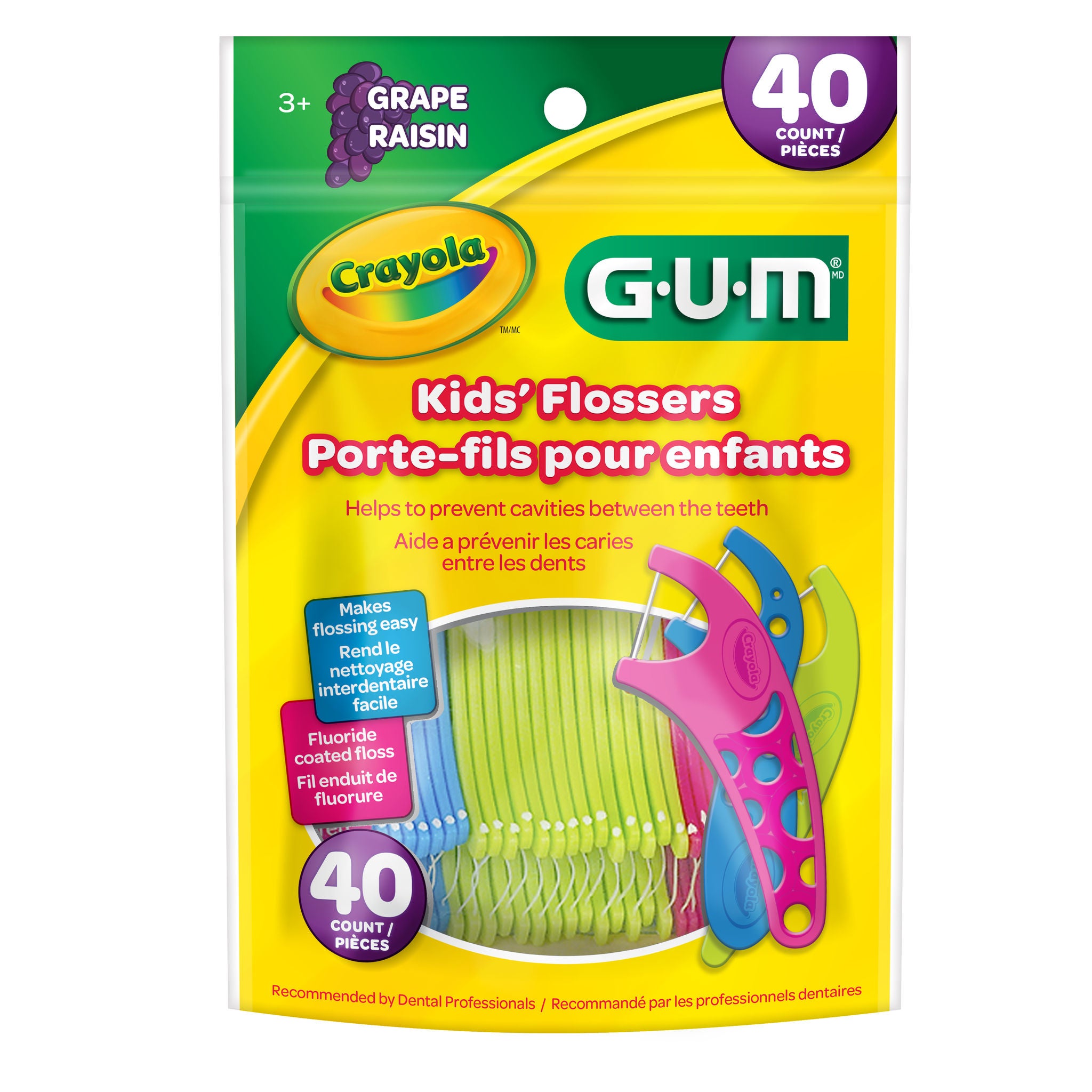 GUM CRAYOLA Kids Flossers, Fluoride Coated, 3+