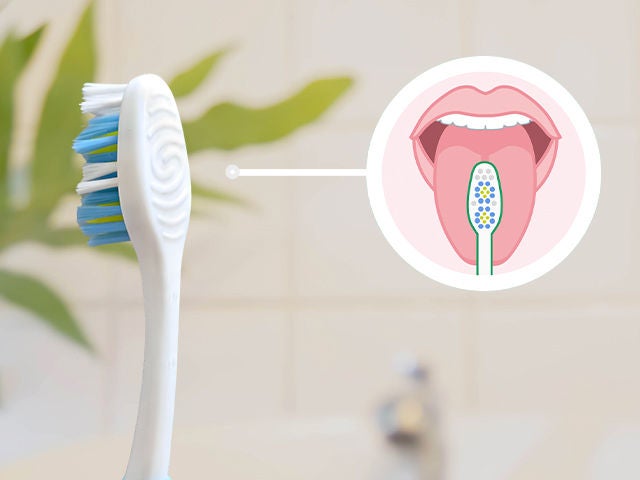 GUM EASY-CLEAN toothbrush showing the back with tongue cleaner detail