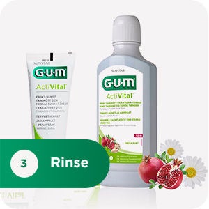 3 step to rinse with the GUM ActiVital Mouthwash