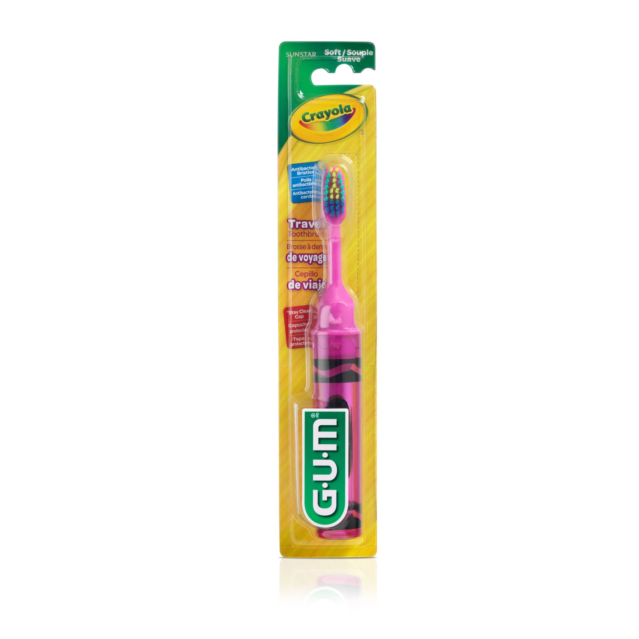 GUM CRAYOLA Kids' Travel Toothbrush, Soft Bristles, 5+