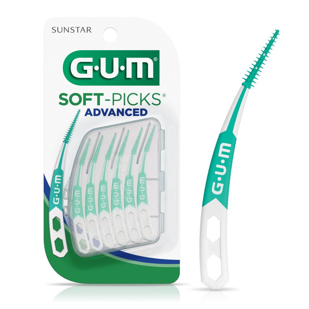 GUM® SOFT-PICKS® ADVANCED - Curved to easily slide between teeth