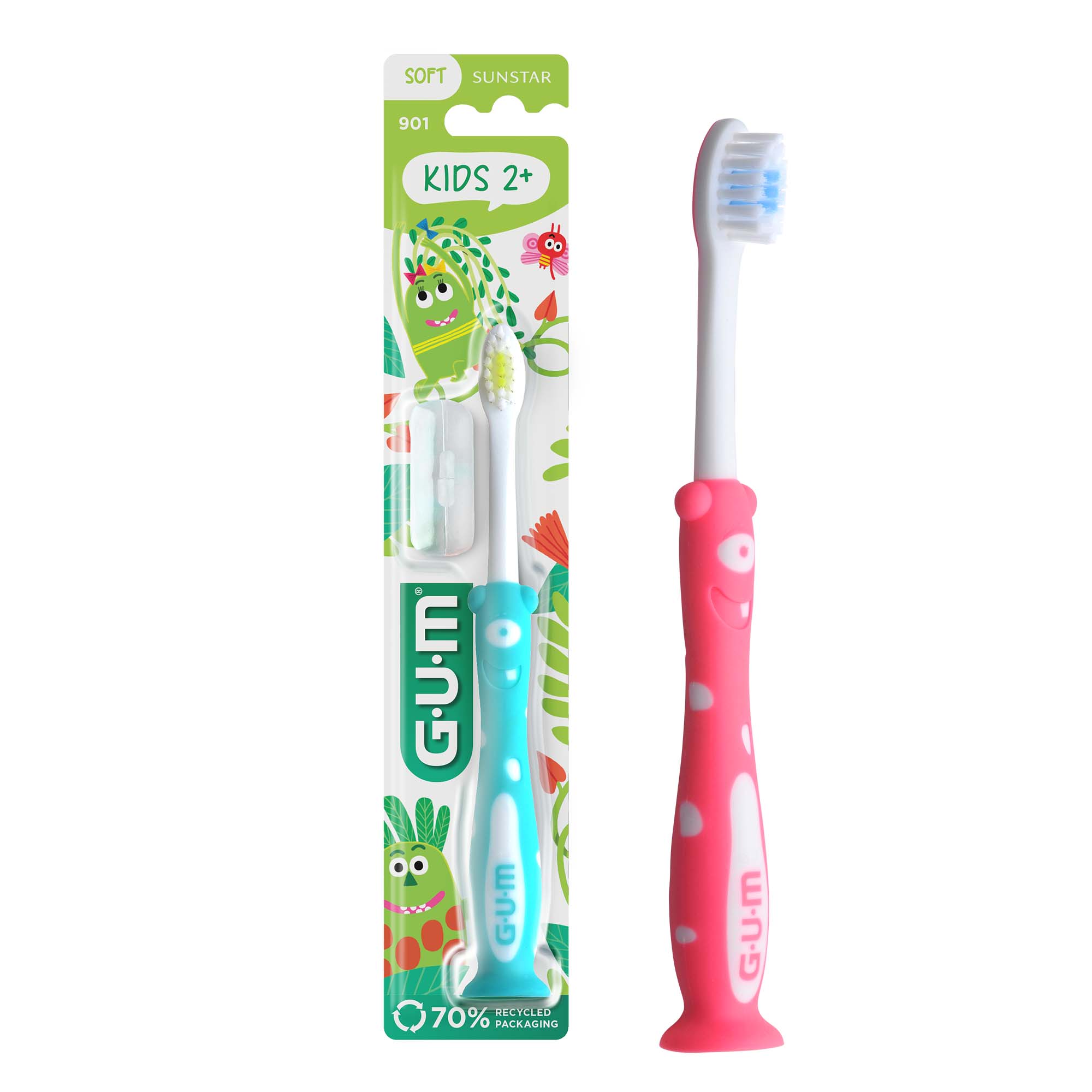 GUM Kids Toothbrush for Ages 2+ with Fun Design GUM Kids Toothbrush for Ages 2+ with Fun Design