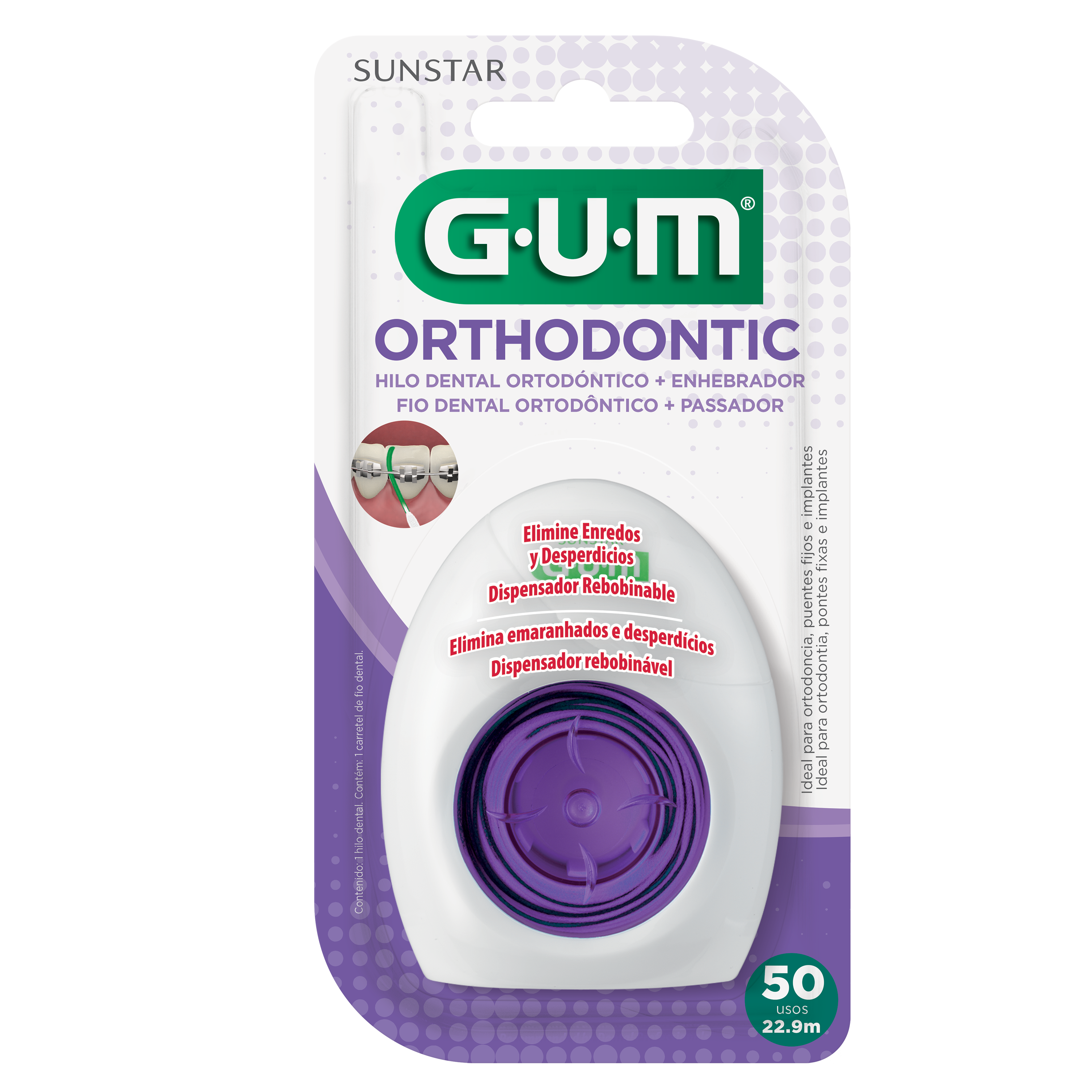 Fio Dental Ortodontico Orthodontic Floss GUM 22.9m - 50 usos