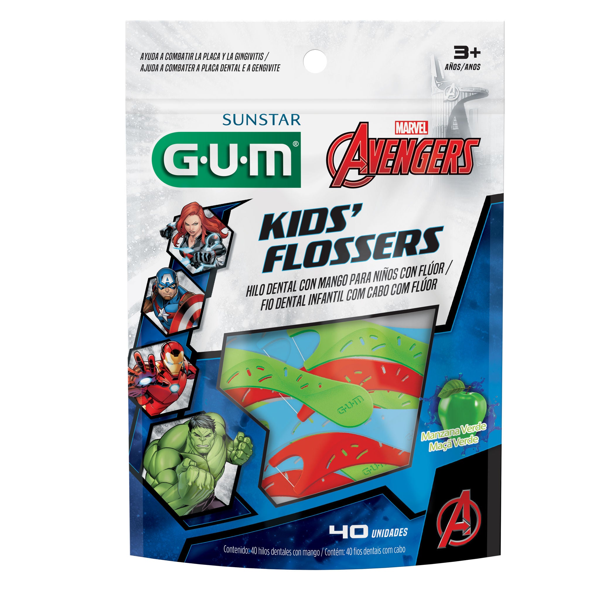 Fio Dental Com Haste Flosser Infantil AVENGERS GUM