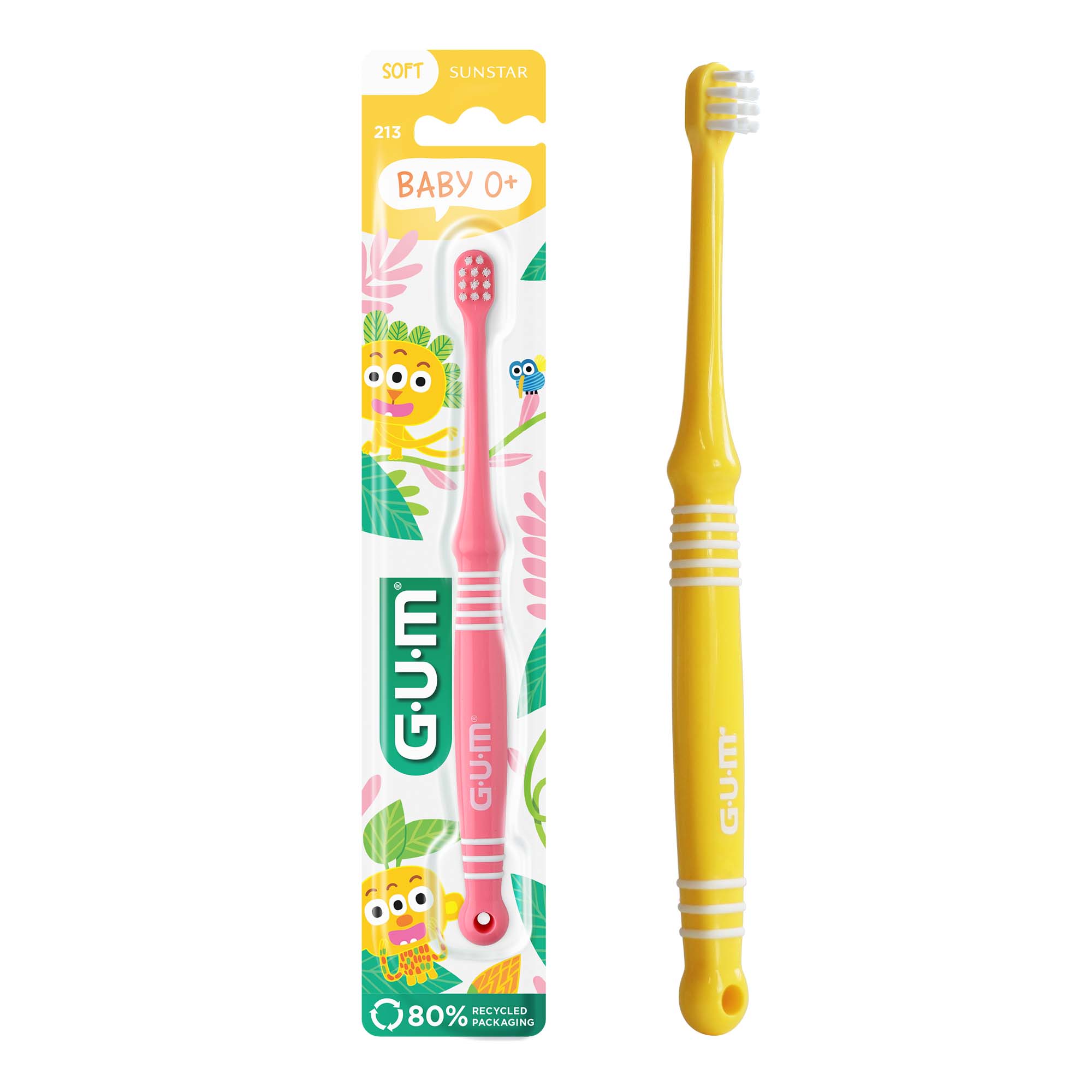 GUM Baby Toothbrush 213M2 for Ages 0+ in Yellow GUM Baby Toothbrush 213M2 for Ages 0+ in Yellow