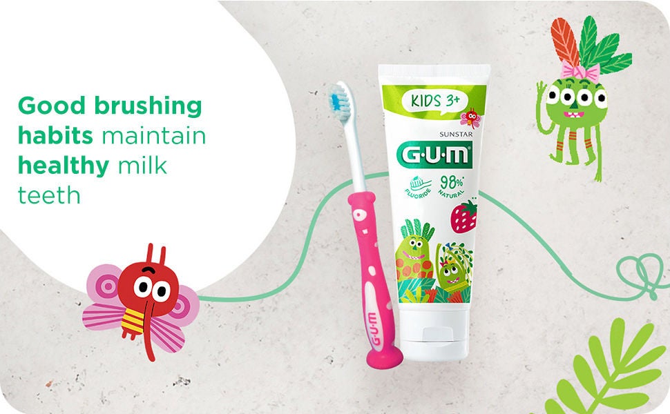 GUM KIDS toothbrush and toothpaste  with jungle buddies  