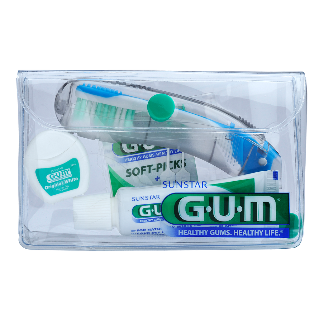 GUM® TRAVEL Kit - Toothbrush, toothpaste, picks and floss