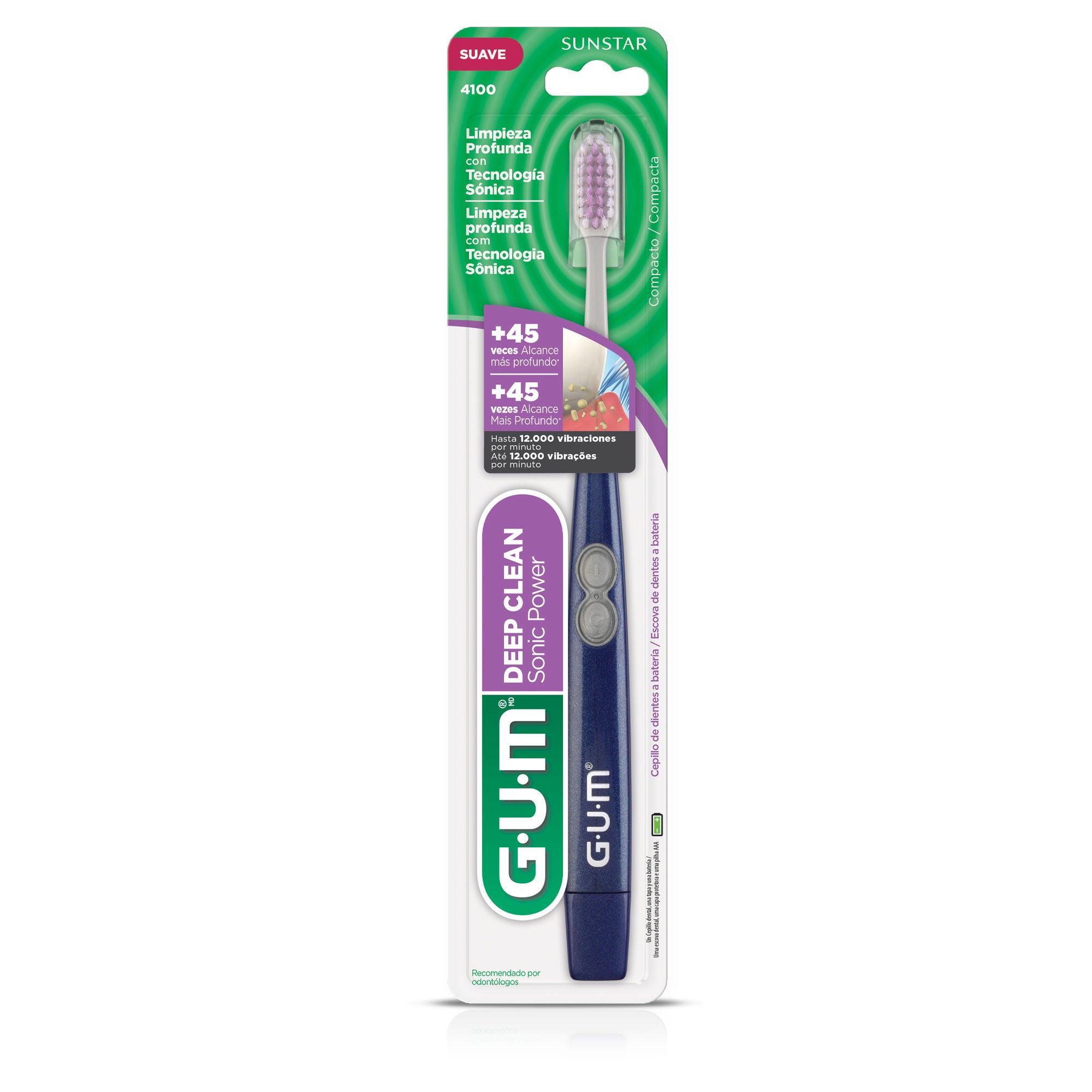 GUM Sonic Power - Cepillo de dientes - Deep Clean - Incluye Pila