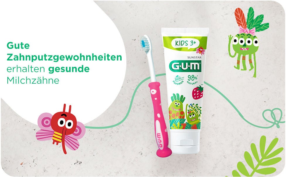 GUM KIDS Zahnbürste und Zahnpasta mit Dschungelkumpels  