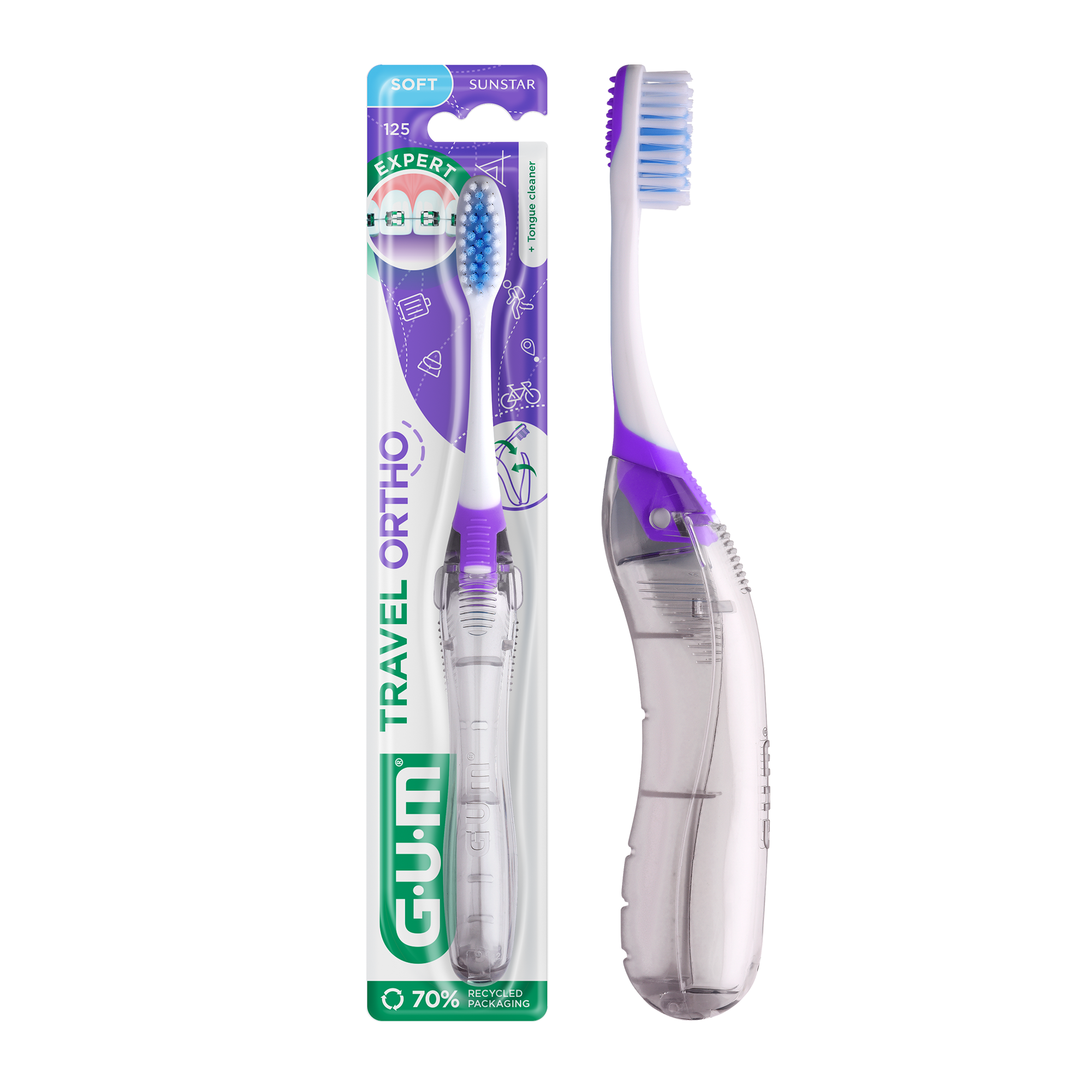 Cepillo de viaje para ortodoncia GUM TRAVEL ORTHO Cepillo de viaje para ortodoncia GUM TRAVEL ORTHO