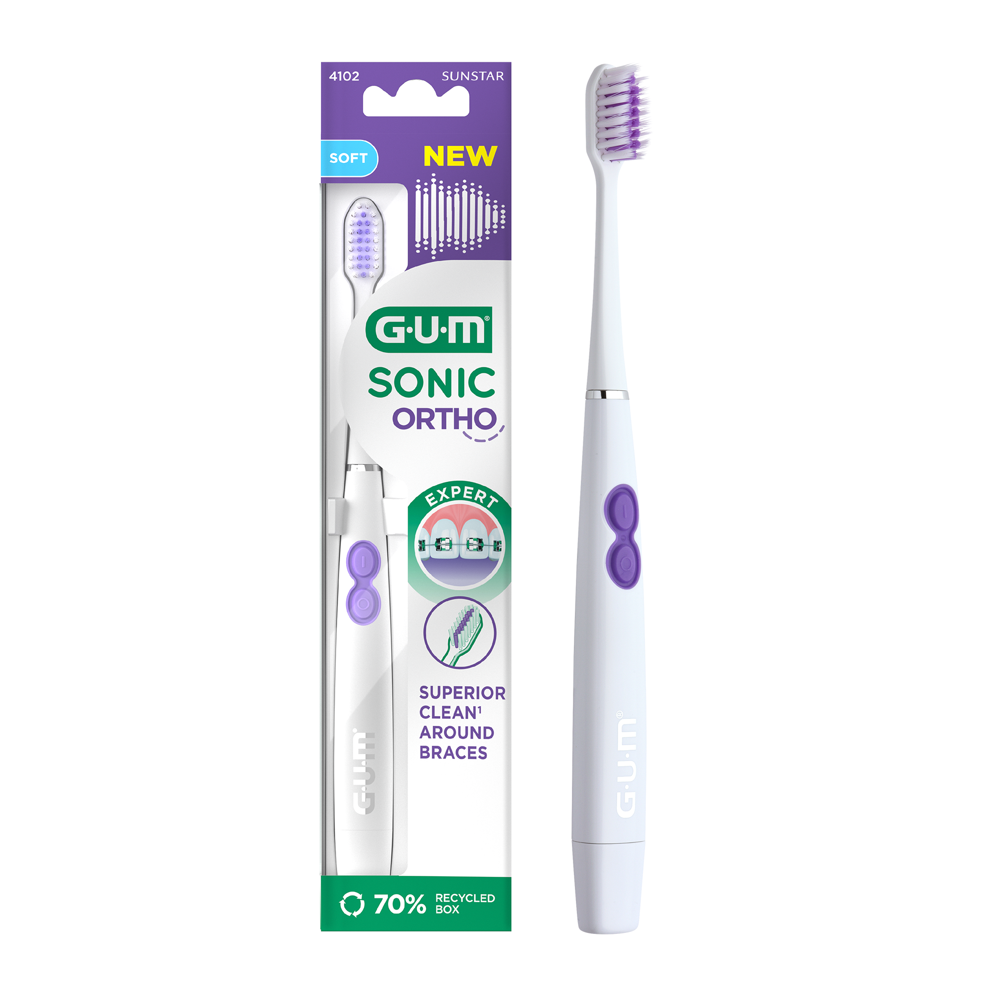 Brosse à dents électrique à pile GUM SONIC ORTHO pack Brosse à dents électrique à pile GUM SONIC ORTHO pack