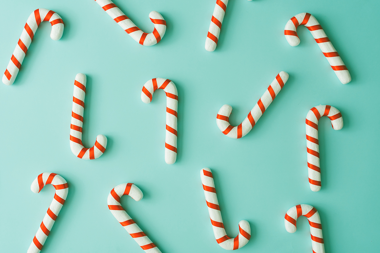 Pattern made with candy canes